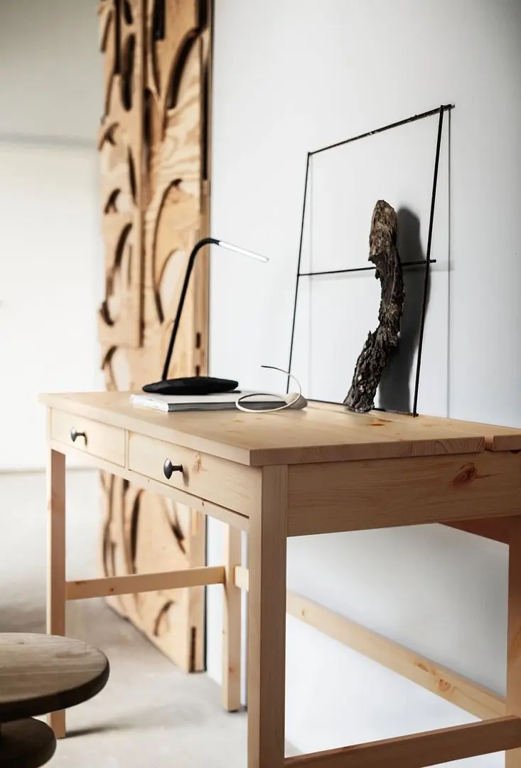 Masa de birou Ikea Hemnes 2 sertare 120x47 cm (Maro deschis)