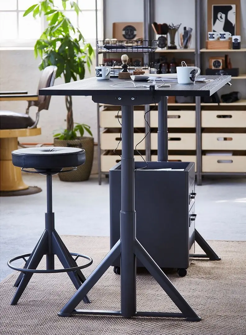 Письменный стол Ikea Idasen регулируемая высота 120x70 (Черный/Темно-серый)