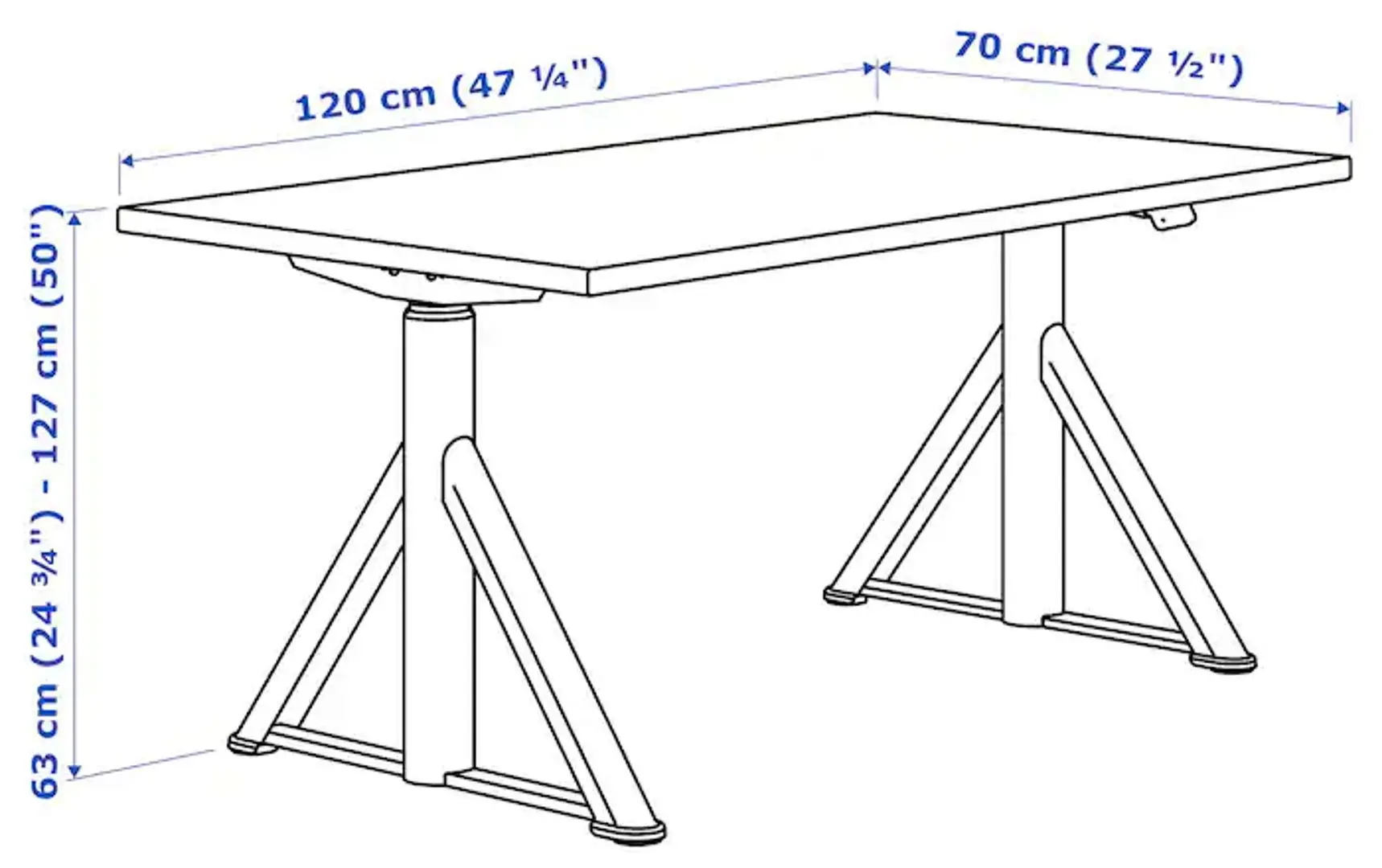 Письменный стол Ikea Idasen регулируемая высота 120x70 (Коричневый/Темно-серый)