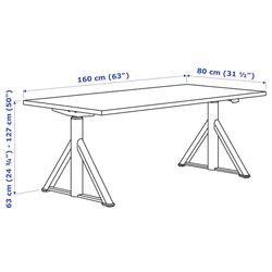 Письменный стол Ikea Idasen регулируемая высота 160x80 (Черный/Темно-серый) Thumb