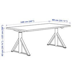 Письменный стол Ikea Idasen регулируемая высота 160x80 (Коричневый/Темно-серый) Thumb