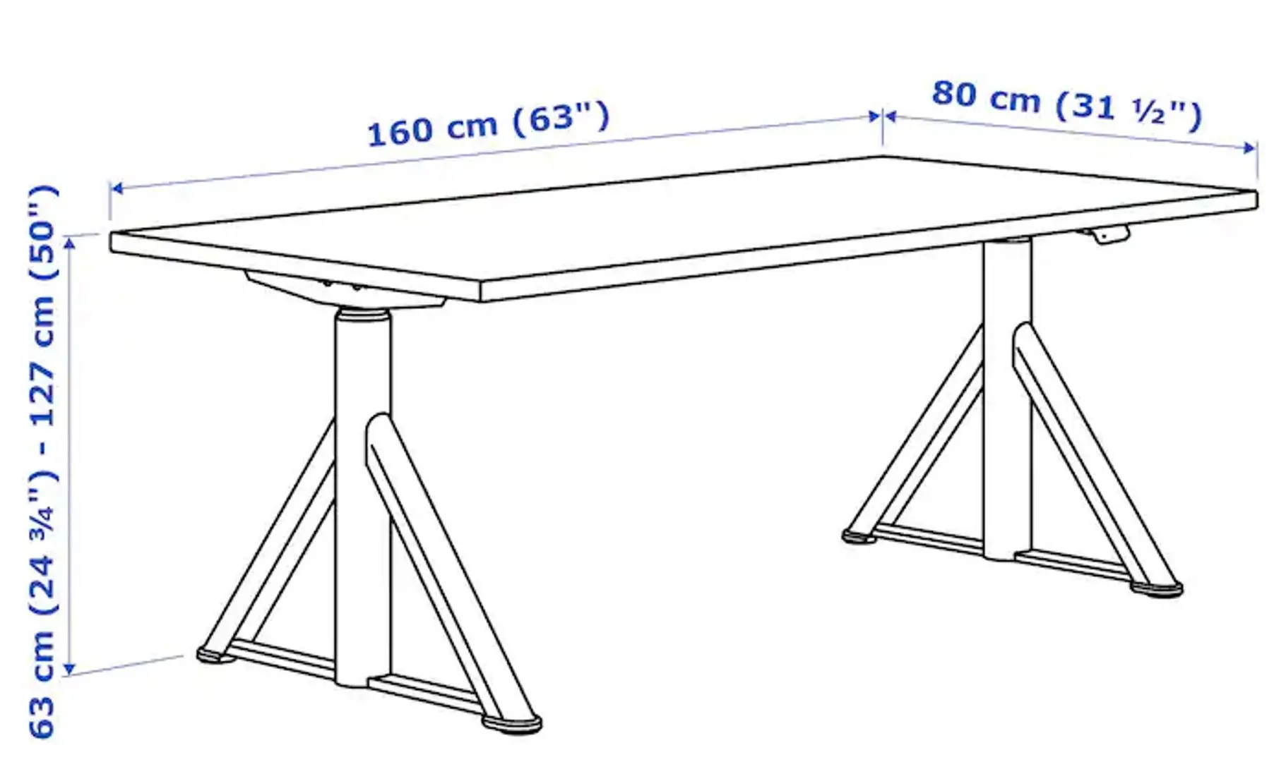 Письменный стол Ikea Idasen регулируемая высота 160x80 (Коричневый/Темно-серый)