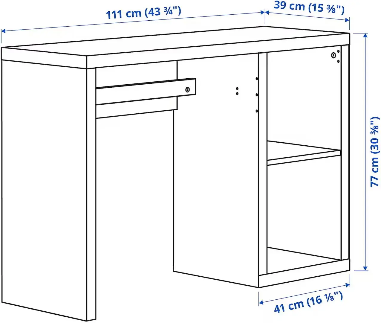 Masa de birou Ikea Kallax 111x39x77 (Aspect Stejar Albit)