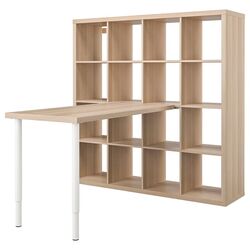 Etajera cu masa Ikea Kallax/Lagkapten 147x159x147 (Alb/Aspect Stejar Antichizat)