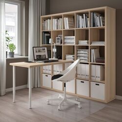 Masa de birou Ikea Kallax/Lagkapten 182x159x182 (Alb/Aspect Stejar Antichizat) Thumb