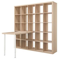 Masa de birou Ikea Kallax/Linnmon 182x139x182 (Alb/Aspect Stejar Antichizat)