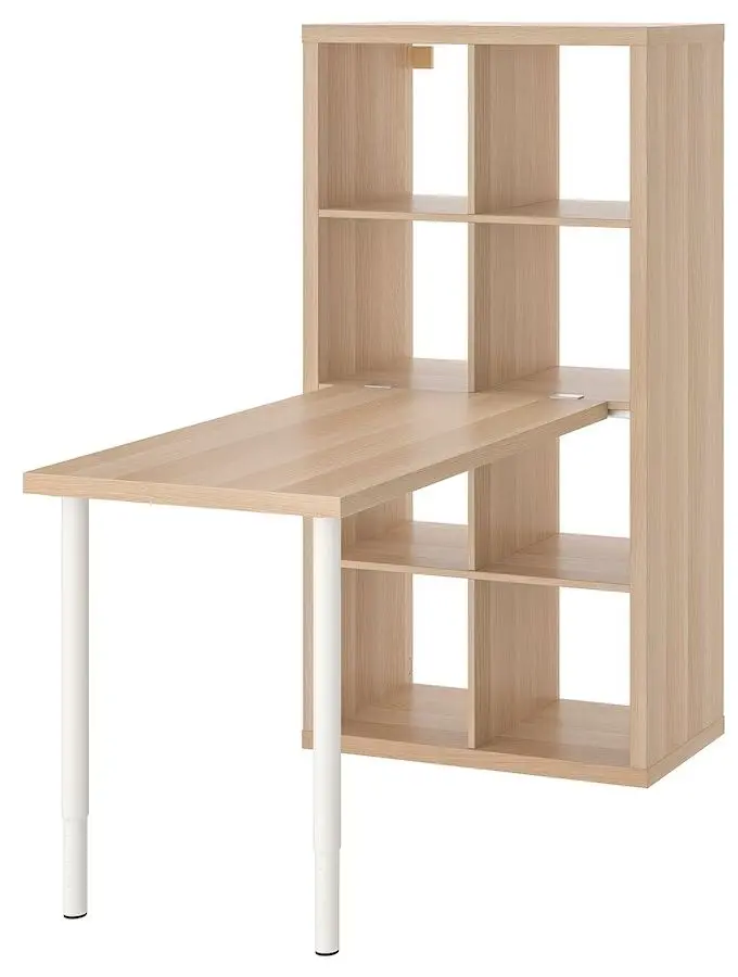 Masa de birou Ikea Kallax/Linnmon 77x139x147 (Alb/Aspect Stejar Antichizat)