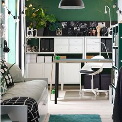 Masa de birou Ikea Lagkapten/Adils 120x60 (Gri-Turcoaz/Negru) Thumb