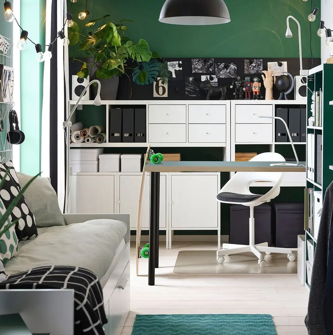 Masa de birou Ikea Lagkapten/Adils 120x60 (Gri-Turcoaz/Negru)