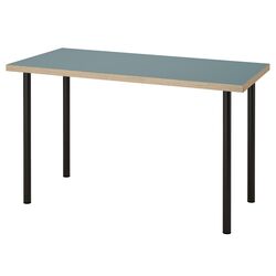 Masa de birou Ikea Lagkapten/Adils 120x60 (Gri-Turcoaz/Negru) Thumb