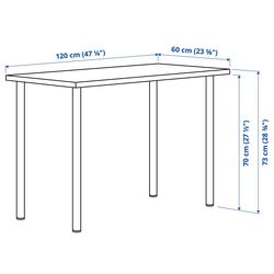 Masa de birou Ikea Lagkapten/Adils 120x60 (Gri-Turcoaz/Negru) Thumb