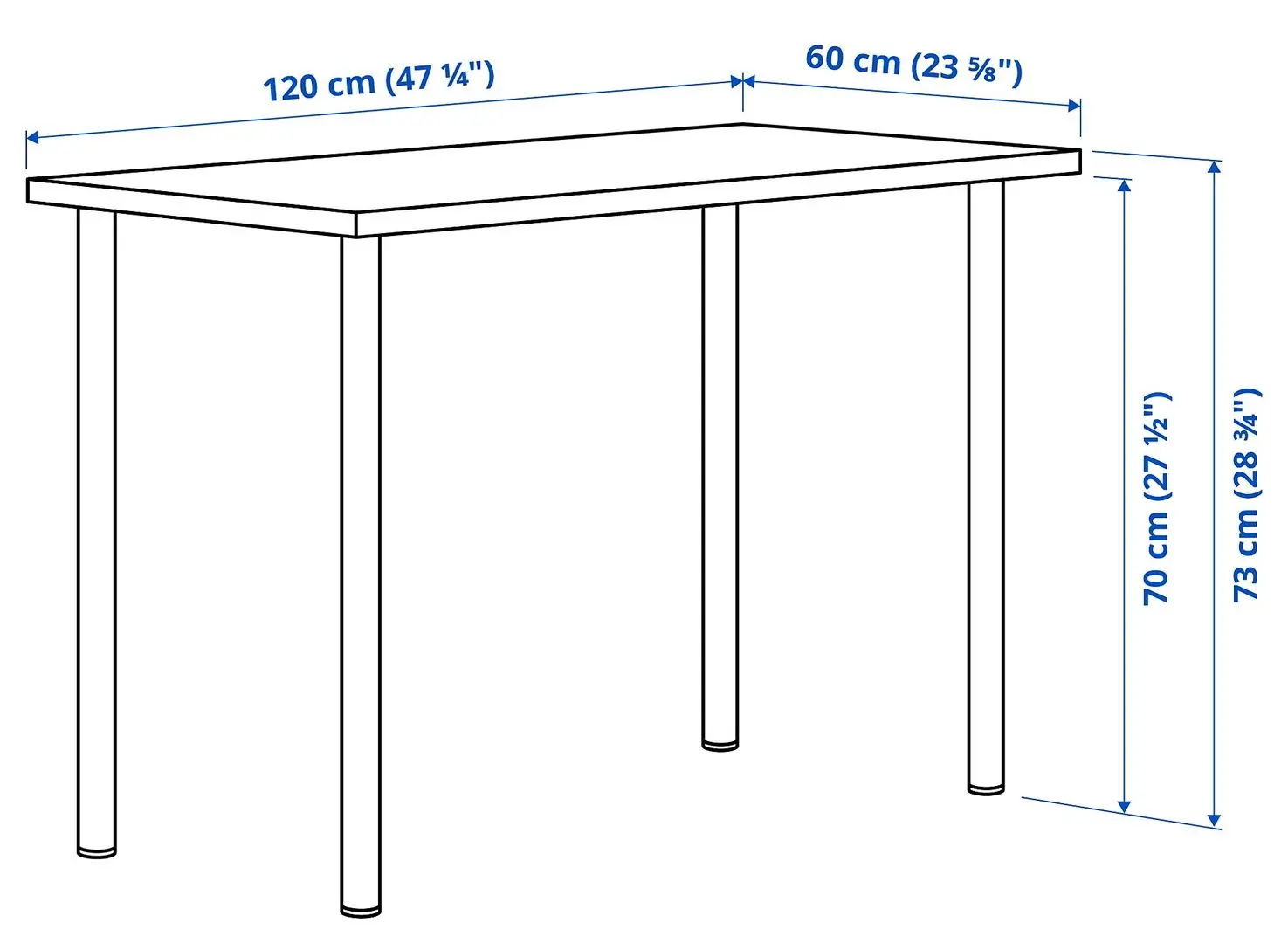 Masa de birou Ikea Lagkapten/Adils 120x60 (Gri-Turcoaz/Negru)