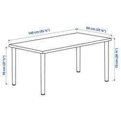 Masa de birou Ikea Lagkapten/Adils 140x60 (Gri-Turcoaz/Negru) Thumb