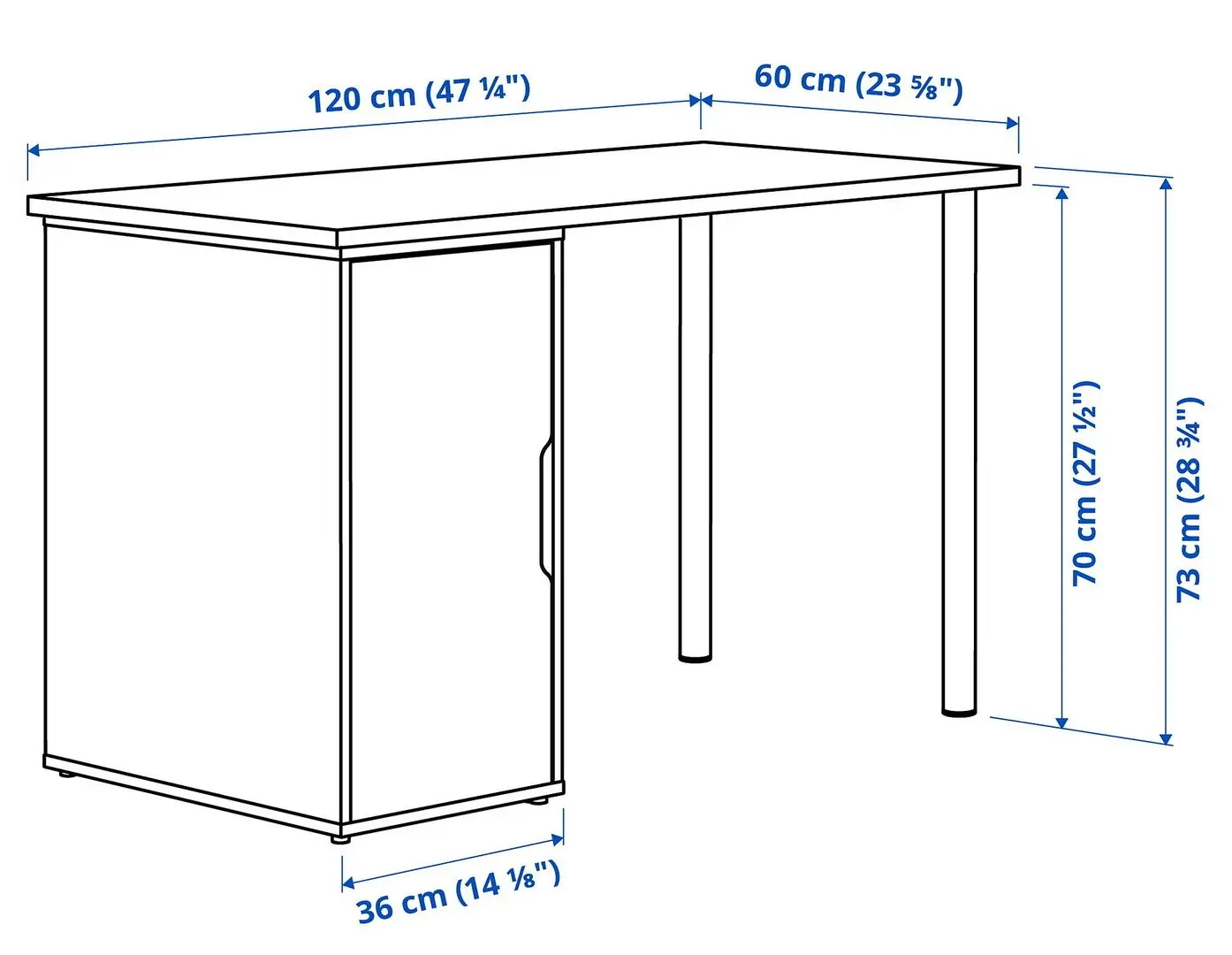 Письменный стол Ikea Lagkapten/Alex 1 дверца 120x60 (Белая Морилка/Под Белый Дуб)