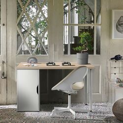 Письменный стол Ikea Lagkapten/Alex 1 дверца 120x60 (Белая Морилка/Под Белый Дуб) Thumb