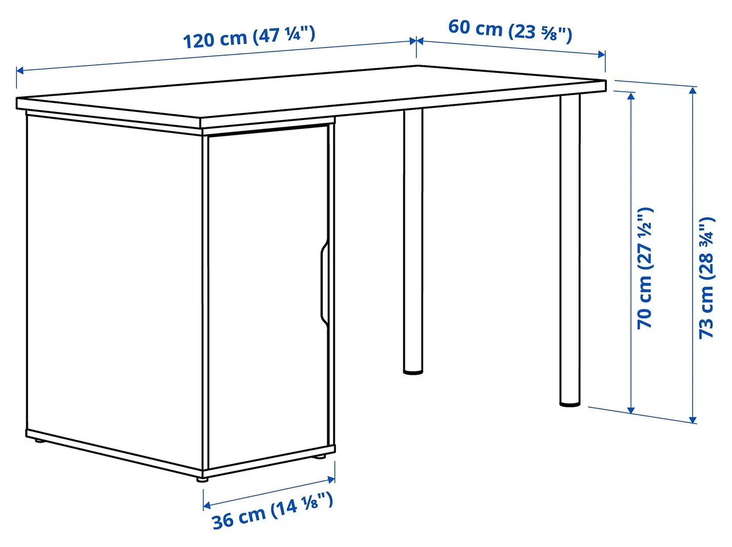 Masa de birou Ikea Lagkapten/Alex 1 usa 120x60 (Gri-Turcoaz/Negru)