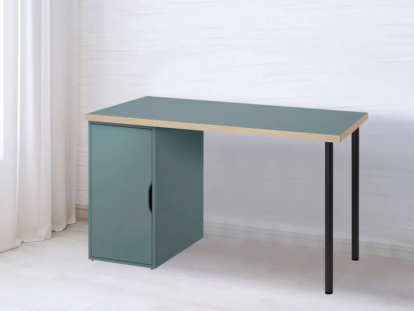 Masa de birou Ikea Lagkapten/Alex 1 usa 120x60 (Gri-Turcoaz/Negru)