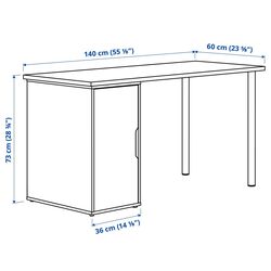 Masa de birou Ikea Lagkapten/Alex 1 usa 140x60 (Vopsit Alb/Aspect Stejar Alb) Thumb