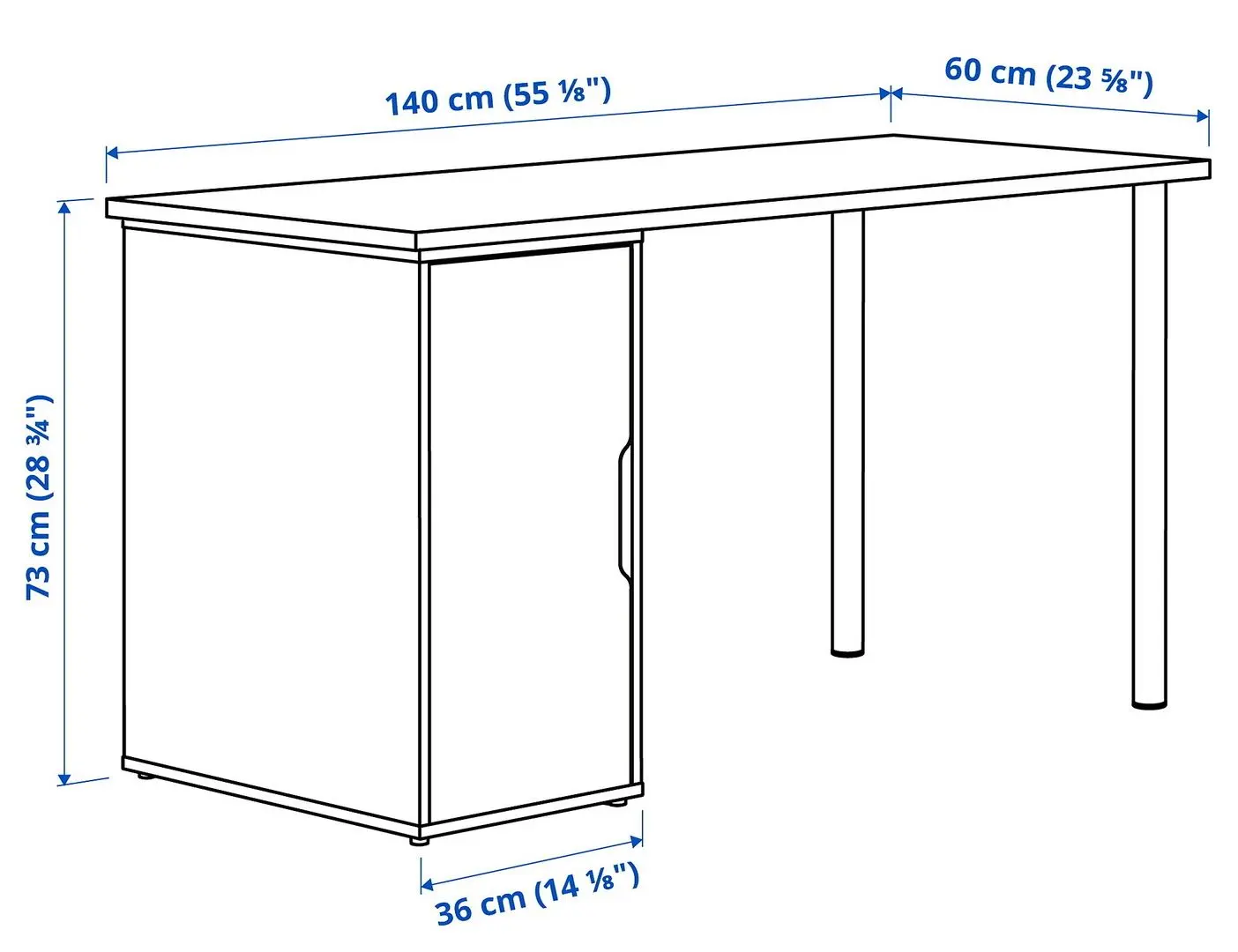 Masa de birou Ikea Lagkapten/Alex 1 usa 140x60 (Vopsit Alb/Aspect Stejar Alb)