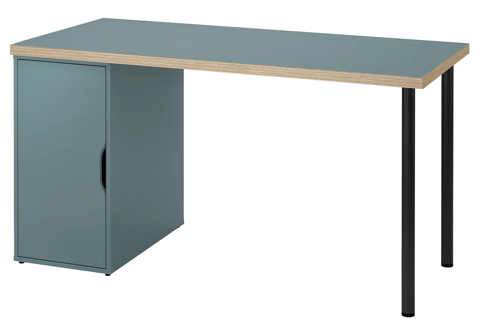 Masa de birou Ikea Lagkapten/Alex 1 usa 140x60 (Gri-Turcoaz/Negru)