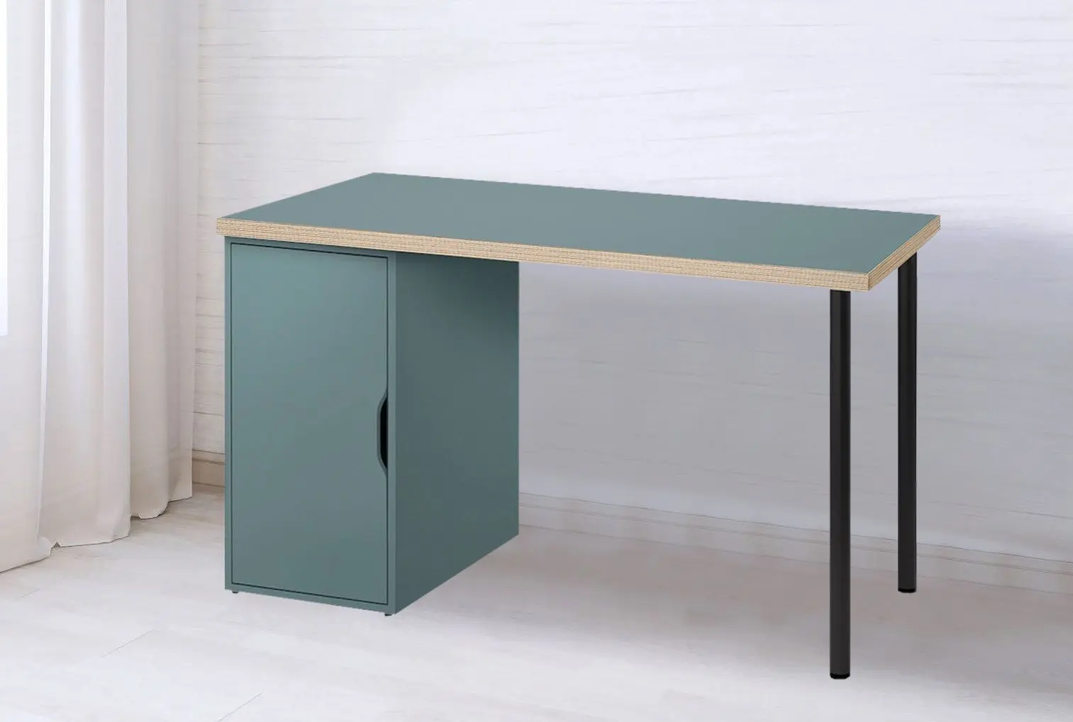 Masa de birou Ikea Lagkapten/Alex 1 usa 140x60 (Gri-Turcoaz/Negru)