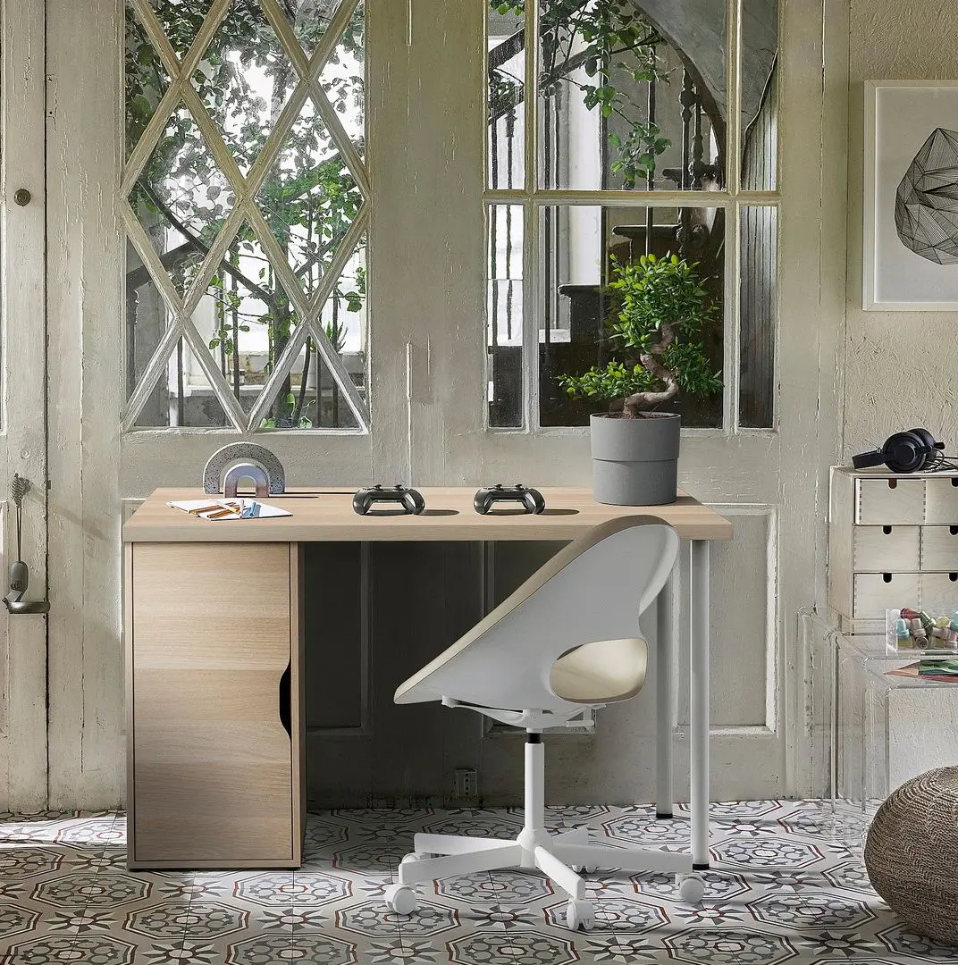 Masa de birou Ikea Lagkapten/Alex 120x60 (Vopsit Alb/Aspect Stejar Alb)