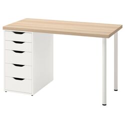Masa de birou Ikea Lagkapten/Alex 120x60 (Aspect Stejar Antichizat/Alb)