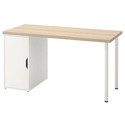 Masa de birou Ikea Lagkapten/Alex 140x60 (Vopsit Alb/Aspect Stejar Alb) Thumb