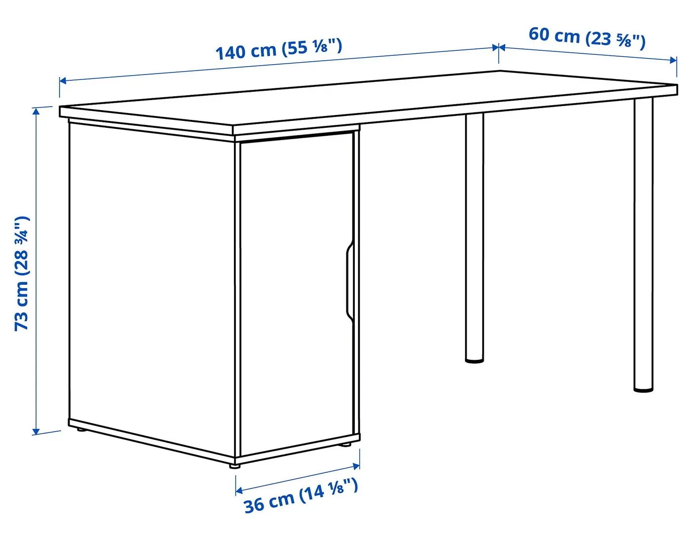 Masa de birou Ikea Lagkapten/Alex 140x60 (Vopsit Alb/Aspect Stejar Alb)