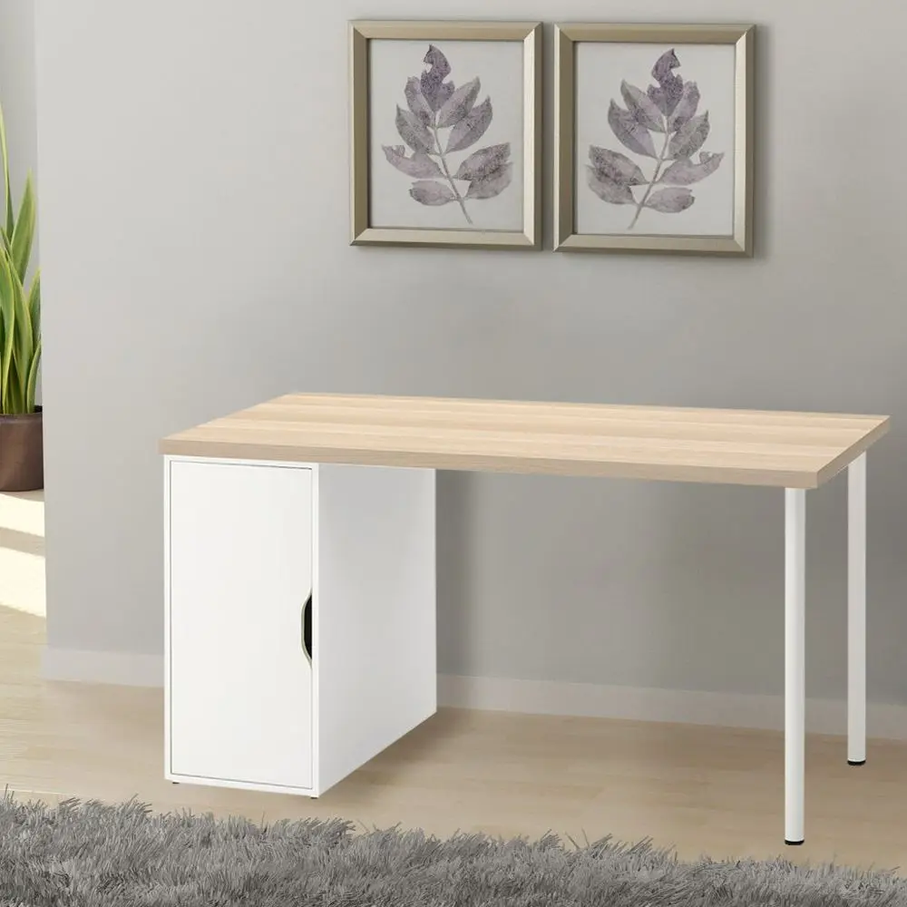 Masa de birou Ikea Lagkapten/Alex 140x60 (Vopsit Alb/Aspect Stejar Alb)