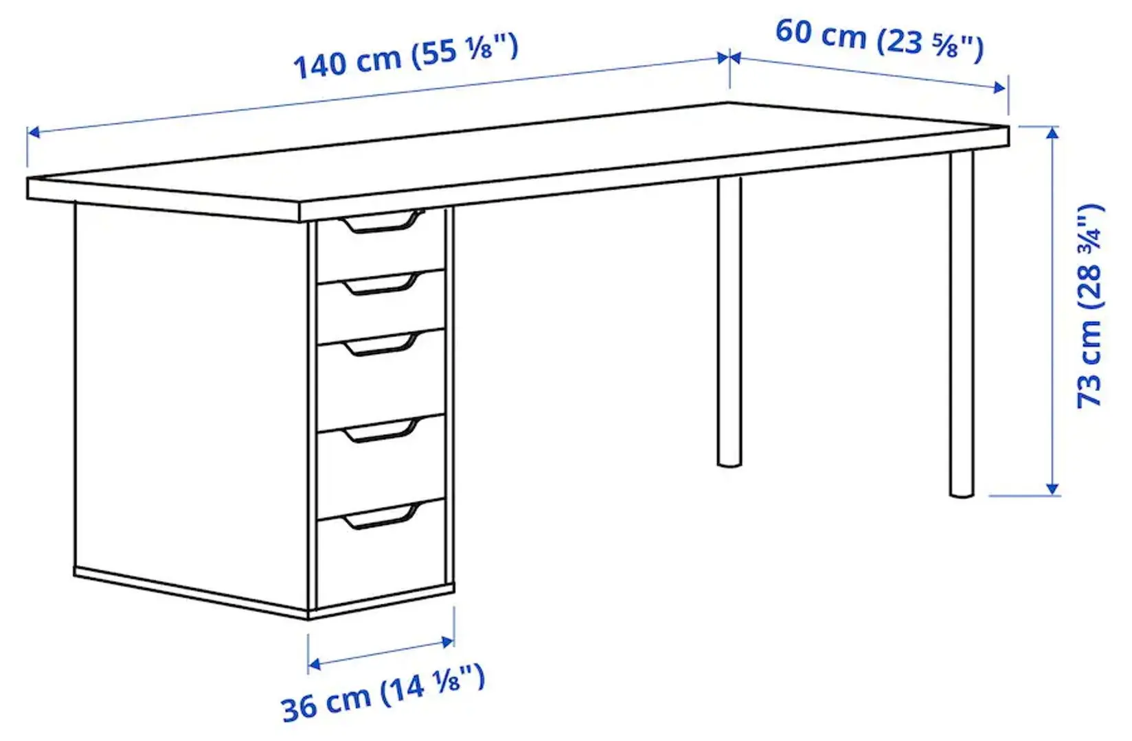 Письменный стол Ikea Lagkapten/Alex 140x60 (Белый/Под Беленый Дуб)