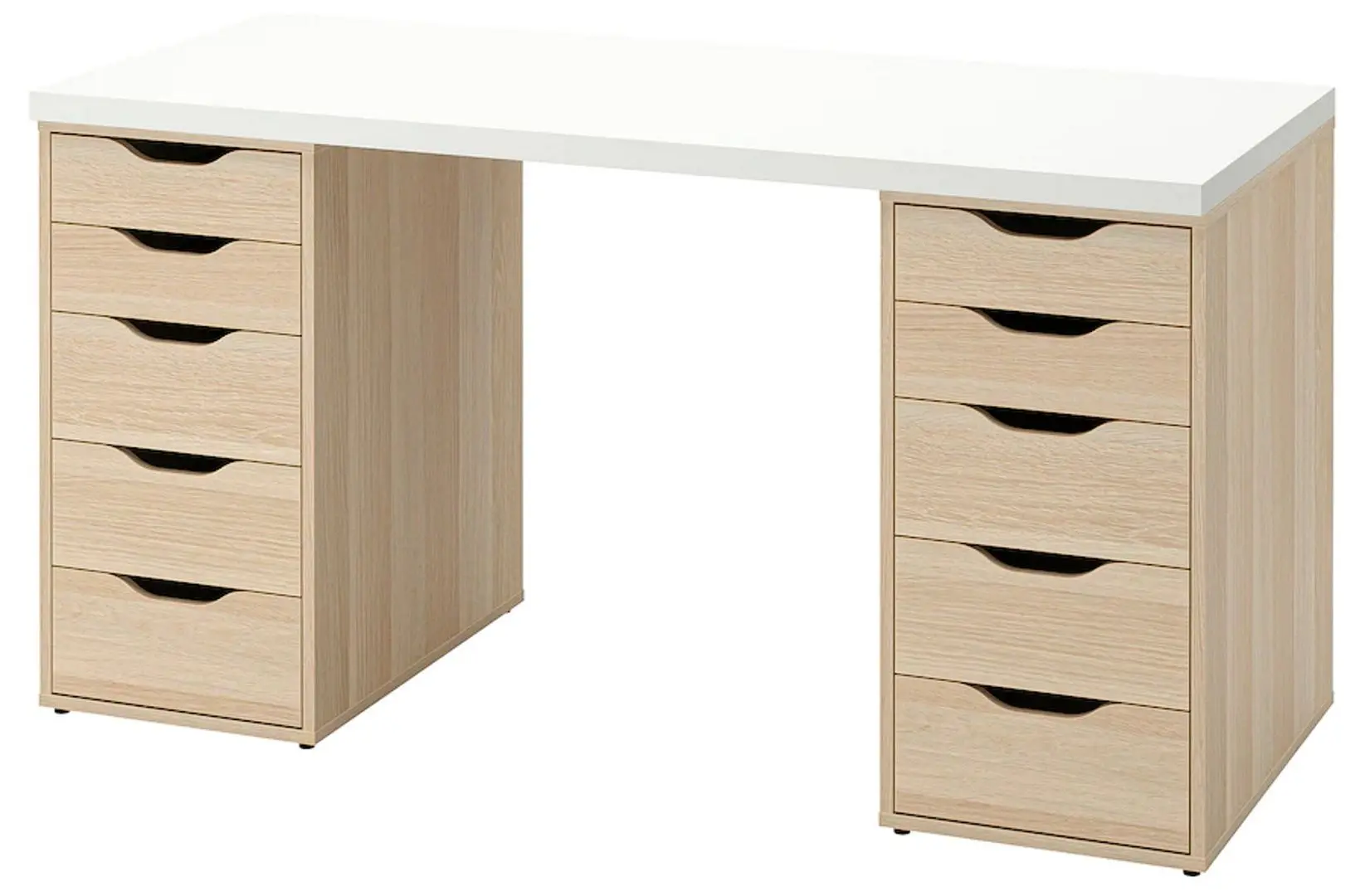 Masa de birou Ikea Lagkapten/Alex 140x60 (Alb/Aspect Stejar Antichizat)