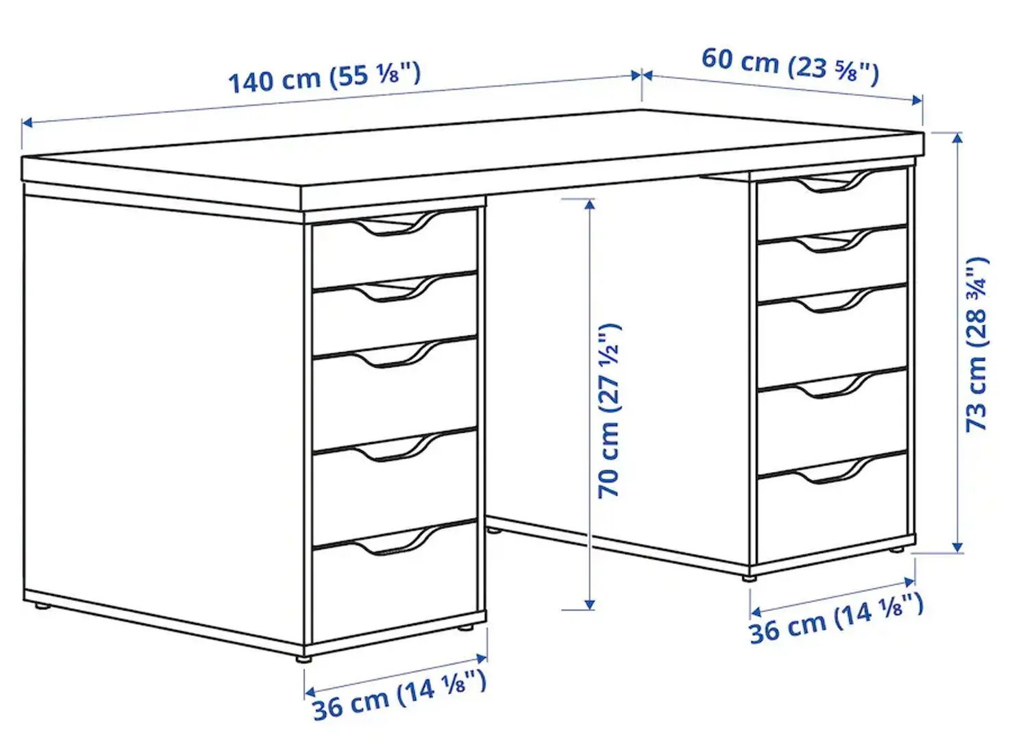 Masa de birou Ikea Lagkapten/Alex 140x60 (Aspect Stejar Antichizat)