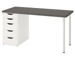 Masa de birou Ikea Lagkapten/Alex 140x60 (Gri Inchis/Alb)