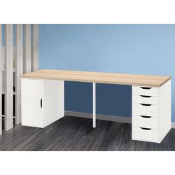 Письменный стол Ikea Lagkapten/Alex 200x60 (Белая Морилка/Под Белый Дуб)