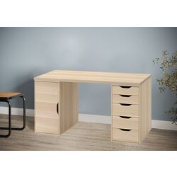 Письменный стол Ikea Lagkapten/Alex дверца/ящики 140x60 (Белая Морилка/Под Белый Дуб)