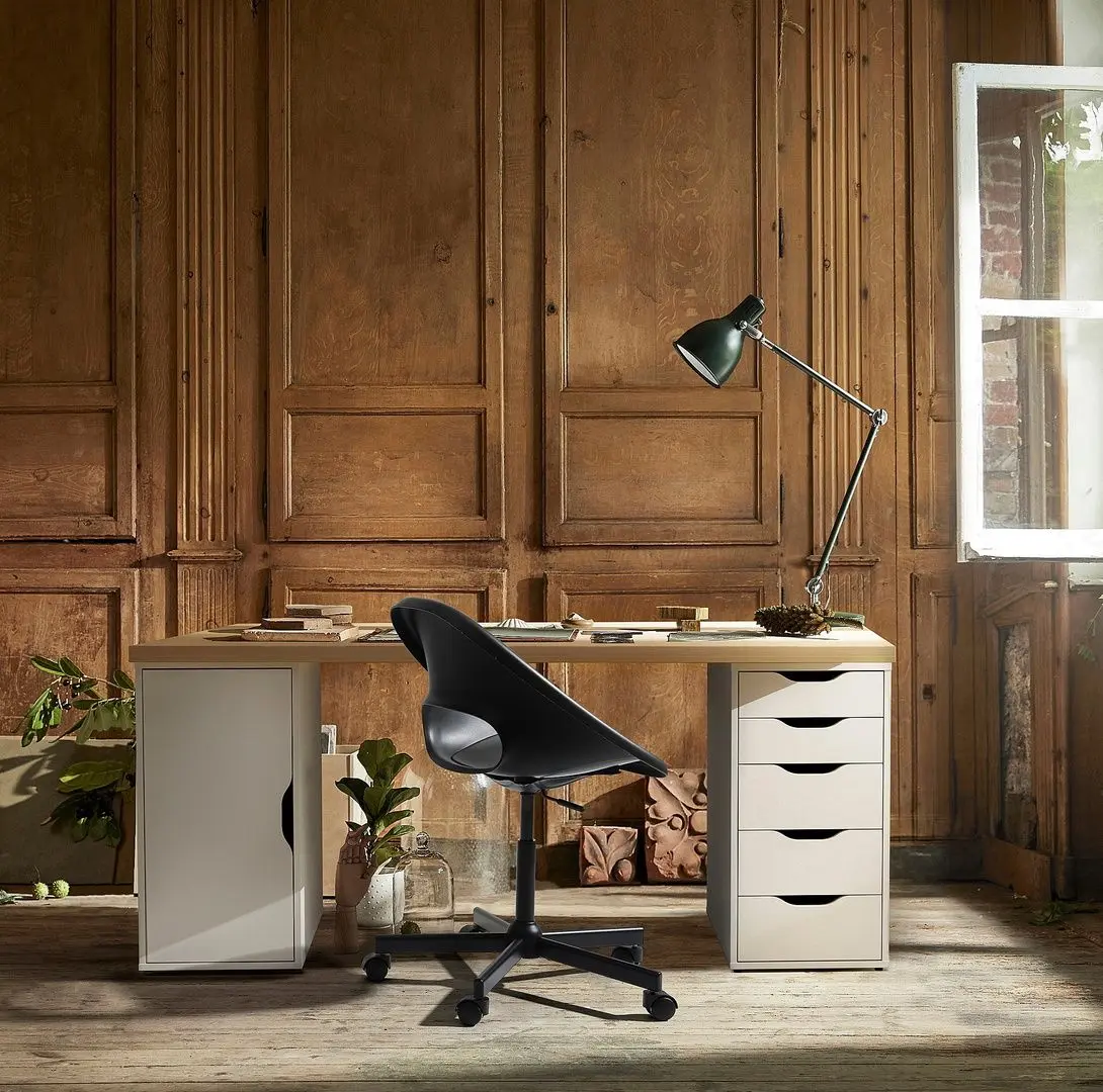 Письменный стол Ikea Lagkapten/Alex дверца/ящики 140x60 (Белый/Под Белый Дуб)