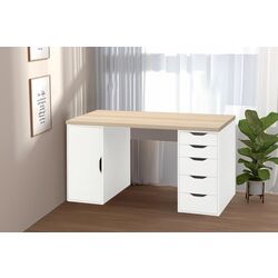 Письменный стол Ikea Lagkapten/Alex дверца/ящики 140x60 (Белый/Под Белый Дуб)