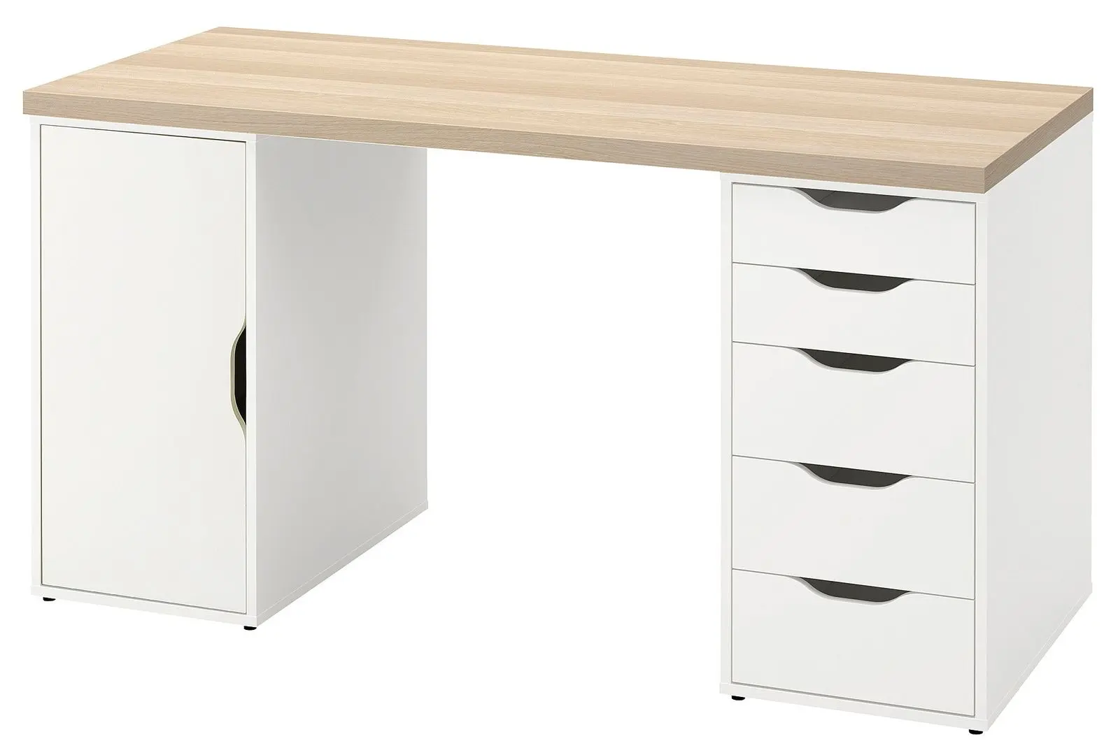 Письменный стол Ikea Lagkapten/Alex дверца/ящики 140x60 (Белый/Под Белый Дуб)