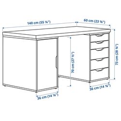 Masa de birou Ikea Lagkapten/Alex usa/sertare 140x60 (Gri-Turcoaz/Negru) Thumb