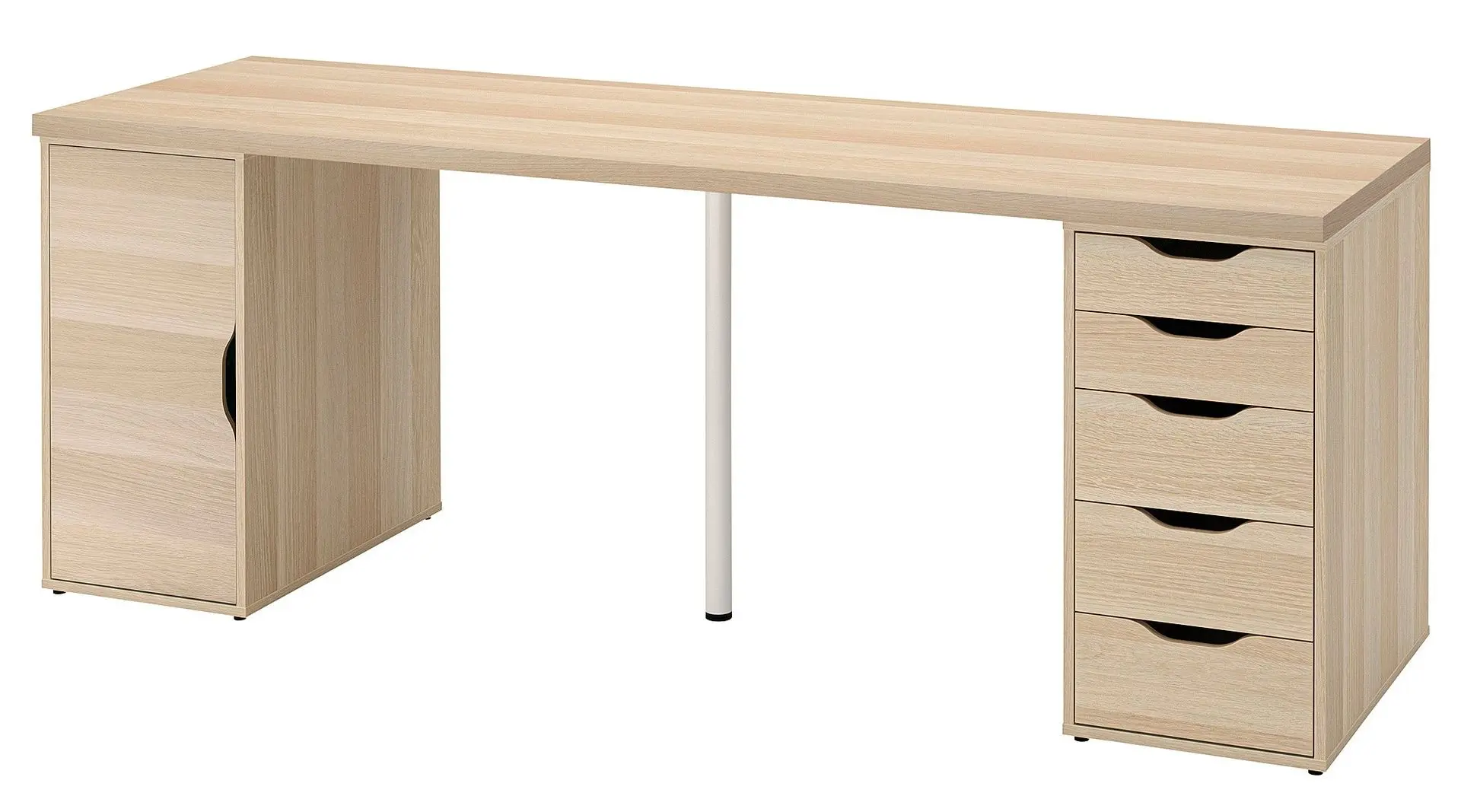 Masa de birou Ikea Lagkapten/Alex usa/sertare 200x60 (Vopsit Alb/Aspect Stejar Alb)