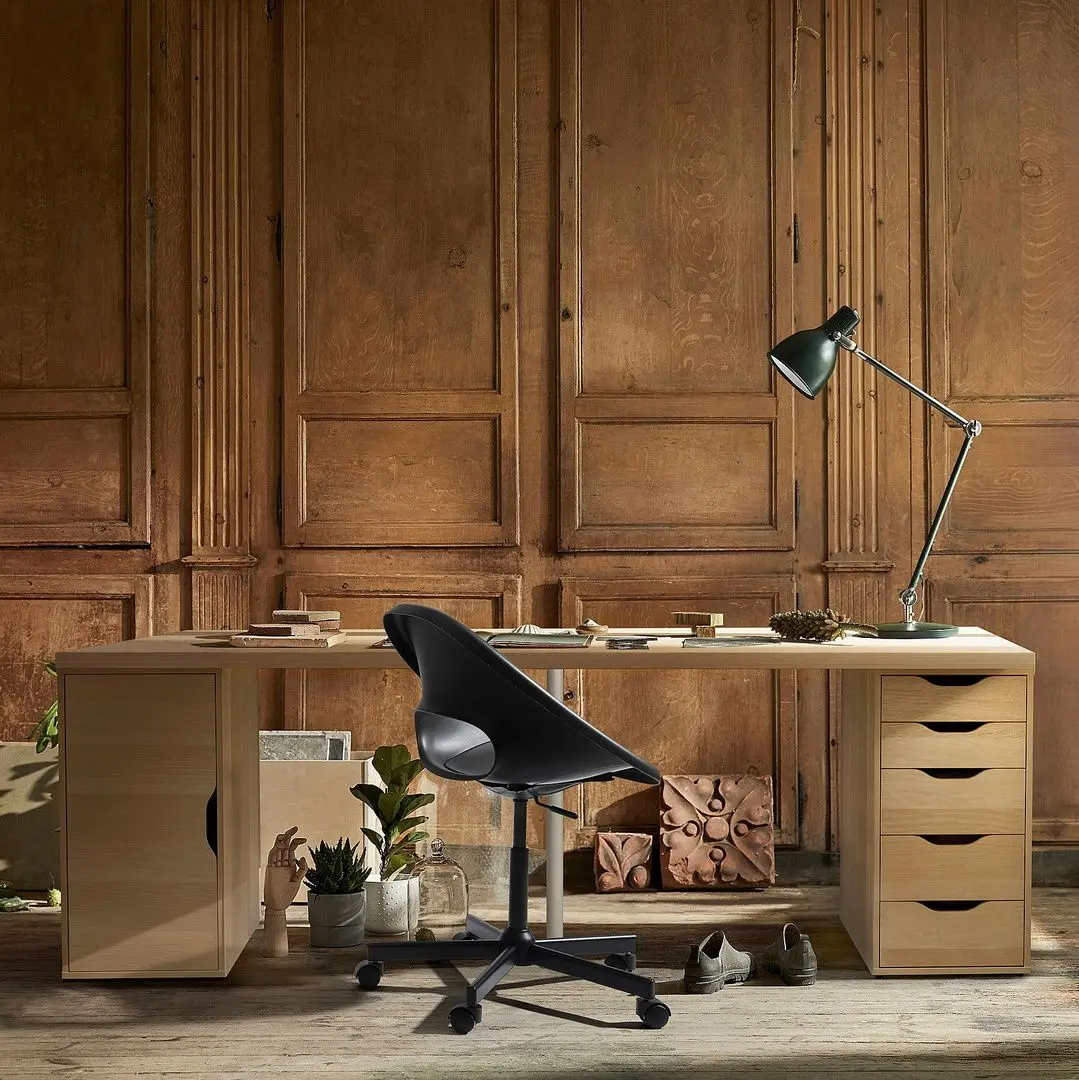 Masa de birou Ikea Lagkapten/Alex usa/sertare 200x60 (Vopsit Alb/Aspect Stejar Alb)