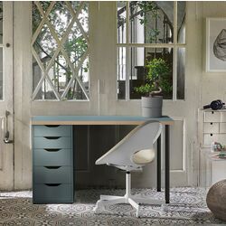 Masa de birou Ikea Lagkapten/Alex sertare 120x60 (Gri-Turcoaz/Negru) Thumb