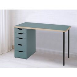 Masa de birou Ikea Lagkapten/Alex sertare 120x60 (Gri-Turcoaz/Negru)