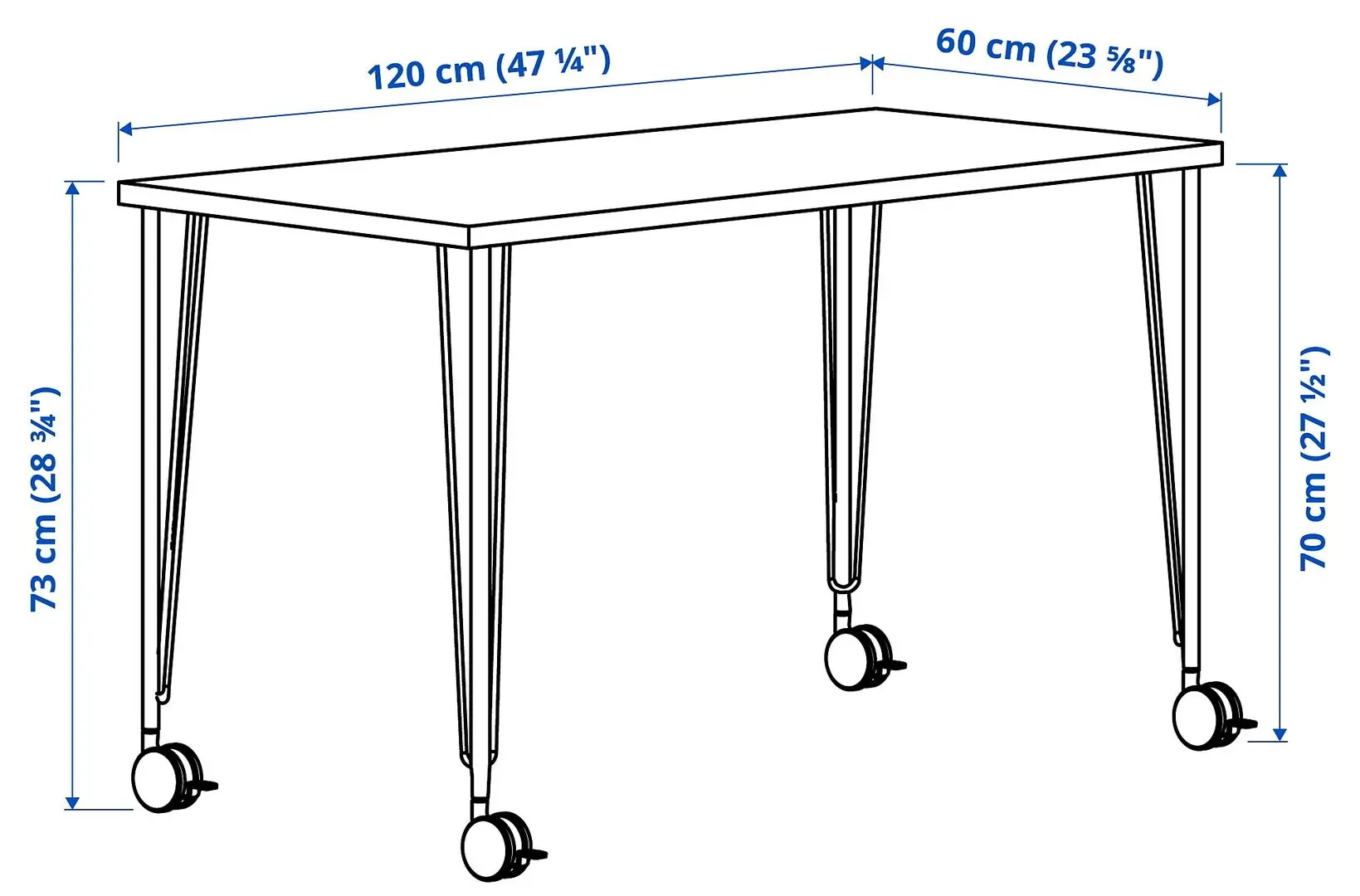 Masa de birou Ikea Lagkapten/Krille 120x60 (Alb/Negru)