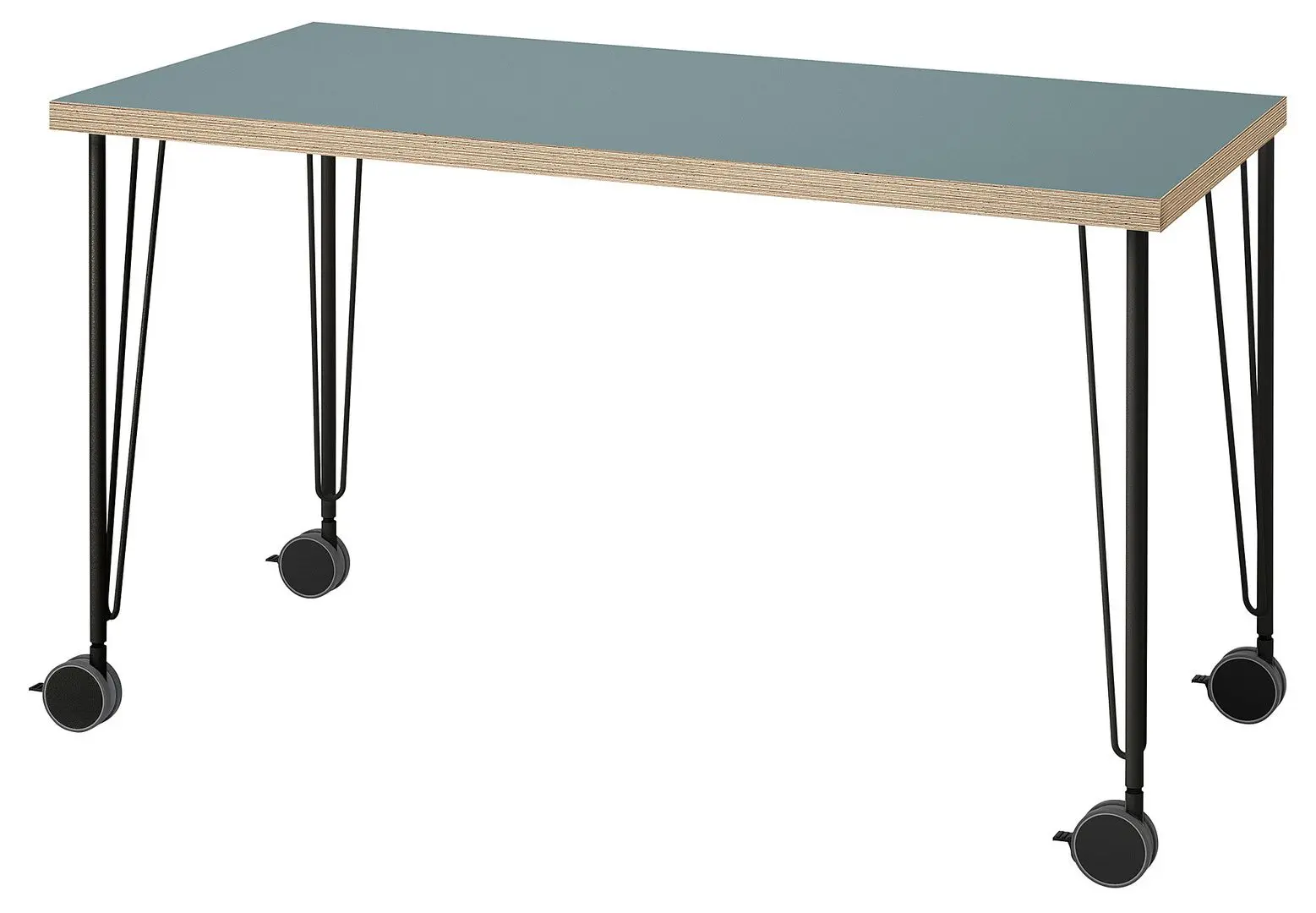 Masa de birou Ikea Lagkapten/Krille 120x60 (Gri-Turcoaz/Negru)