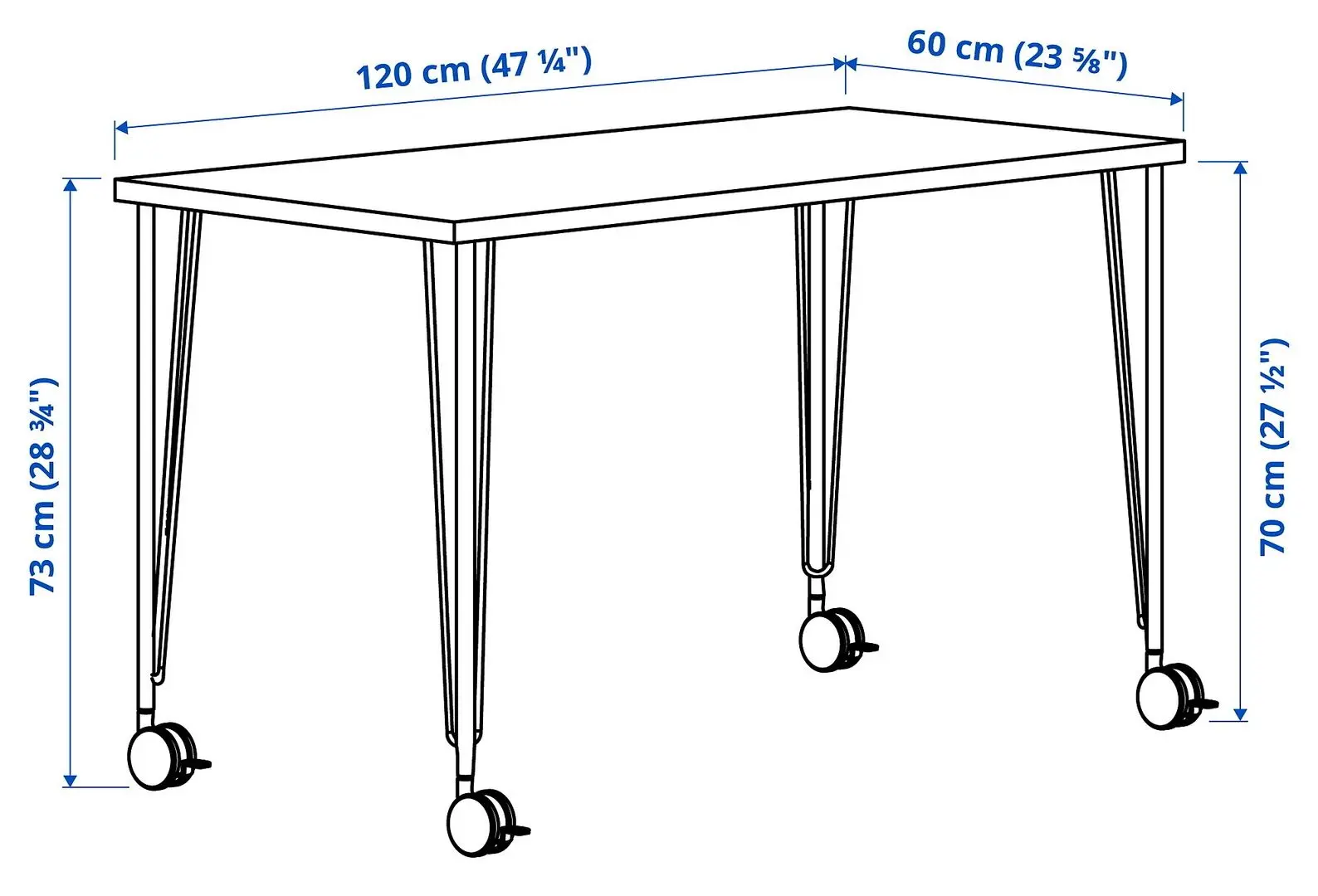 Masa de birou Ikea Lagkapten/Krille 120x60 (Gri-Turcoaz/Negru)
