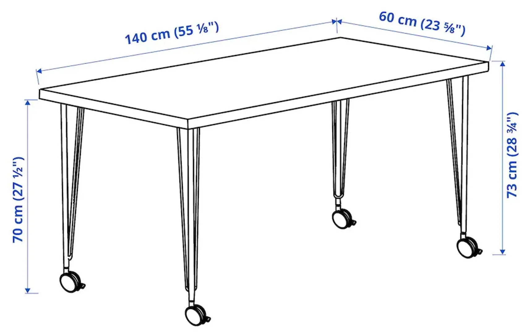 Masa de birou Ikea Lagkapten/Krille 140x60 (Alb)