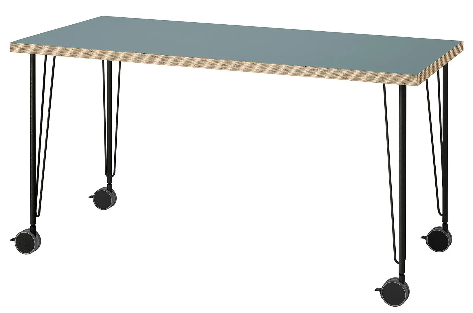 Masa de birou Ikea Lagkapten/Krille 140x60 (Gri-Turcoaz/Negru)