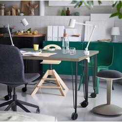 Masa de birou Ikea Lagkapten/Krille 140x60 (Gri-Turcoaz/Negru) Thumb